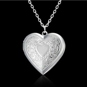 New heart locket silver tone necklace